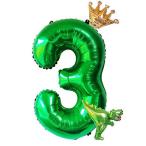 deerzon 恐竜 数字 バルーン セット 誕生日 飾り付け 男の子 女の子 巨大 風船 バースデー 王冠 装飾 (数字「3」)