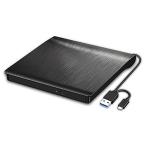 DVDドライブ外付けType-c DVD / CDプレーヤー/再生/読み書き/焼く対応USB/Type-c端子両方対応 Window10 / 7/8 / XP / Linux / Mac OS両方対応一年 （ブラック）