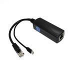 ギガビットマイクロUSBPoEスプリッター5V2.4A出力、IEEE802.3af標準10,100,1000Mbps48V〜5V USB  (USB0502Gブラック)