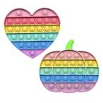 SVNVIOZ プッシュポップ 新色 スクイーズ玩具 バブル 人気 2個セット フィジェットおもちゃ ボードゲーム 減圧グッズ 6歳以上 (カラフルハート+カボチャ)