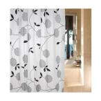 シャワーカーテン 防水防カビ加工 カーテンリング付属 180×180cm グレーフラワー A021022AA
