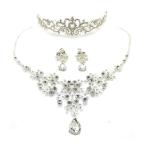 ネックレス イヤリング ティアラ 3点セット 結婚式 ウェディング