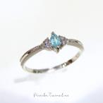 パライバトルマリン リング プラチナ PT900 10月誕生石 12号 ソーティング ダイヤ 華奢 マーキス 指輪 0.10ct 希少 天然石 (t75)