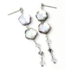 Yahoo! Yahoo!ショッピング(ヤフー ショッピング)スタッド ピアス 金属アレルギー対応 揺れる ステンレス 316L 蝶貝 シェル フラワー モチーフ キラキラ ぶら下がり（ND）