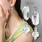 Yahoo! Yahoo!ショッピング(ヤフー ショッピング)ピアス 金属アレルギー対応 ファーストピアス スタッド 大ぶり 揺れる ステンレス SUS316L ガラス 変形 クリア セカンドピアス（ND）.o