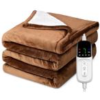 電気毛布 掛け敷き兼用 188×130cm大きいサイズ&フランネル+起毛電気ブランケット 電気ひざ掛け 3分速暖 恒温加熱 ダニ退治 7段階温度