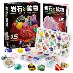 XXTOYS 鉱物標本15種セット 岩石標本＆宝石コレクション 天然鉱石付き 鉱石識別チャート付 学習キット 子供向け ギフト