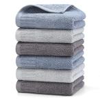 HomeFirst ハンドタオル 6枚セット 綿100% 家庭用 業務用 タオル 34cm×35cm 重さ約50g/枚 おしぼり 人気 ふんわり