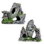 fea Lee tail аквариум произведение искусства орнамент скала аквариум модель тропическая рыба украшение оборудование орнамент (2 вида комплект ) ( чёрный цвет )