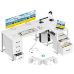 AODK 引き出し6杯付き L字型デスク