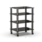 FITUEYES オーディオラック キャスター付き メディア スタンド コンポーネント 4段 強化ガラス 幅600mm ブラック AS40600