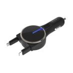 ペルシード(Pellucid) 車内用品 スマホ充電器 ツインリール充電器 Lightning/Type-C BK SPJ2004