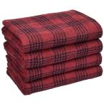 無印良品 ふっくらパイルバスタオル(柄)・赤チェック 4枚組 60×120cm やわらか 83431969
