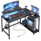 Bestier компьютерный стол L знак type ширина 107cm pc стол розетка имеется ge-ming стол LED с подсветкой угол стол полки доска высота style 