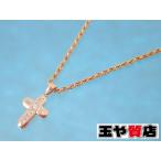 ダイヤ0.20ct クロス ITALY 縄チェーン K18 ゴールド ネックレス 新品同様