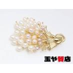 淡水パール 新品同様 ダイヤ0.20ct 花 K18 ブローチ兼ペンダント