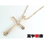 ダイヤ1P 0.05ct クロス K18 ピンクゴールド ベネチアン ネックレス 新品同様