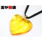バカラ 美品 コハク色 ハート ペンダント ひも チョーカー クリスタル ネックレス