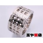 グッチ GUCCI スクロール 型抜き リング 14号 幅広 K18WG ホワイトゴールド 新品同様