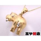 イタリー ITALY ダイヤ0.01ct カバ ペンダント ベネチアン ネックレス 750 K18YG WG