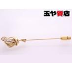ダイヤ0.290ct 美品 デザイン ピンブローチ K18YG イエローゴールド