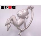 ダイヤ0.02ct 新品同様 モンキー 猿 デザイン ブローチ K18WG ホワイトゴールド