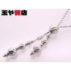 ミラーカット 美品 ロング ネックレス K18WG ホワイトゴールド