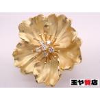 ティファニー 美品 ダイヤ 6P ハナミズキ ペンダント兼ブローチ 18KT K18YG イエローゴールド