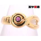 セリーヌ 美品 ルビー1P デザインリング 11.5号 750 K18YG イエローゴールド