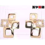 ダイヤ0.1ctx2 デザイン ピアス K18YG イエローゴールド