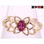 ショッピングルビー ルビー1P フラワー風 リング12号 K18YG イエローゴールド