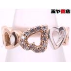 ダイヤ0.09ct ハート多数デザインリング 9号強 K18PG WG ピンクゴールド ホワイトゴールド