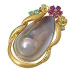 マベパール ペンダント K18 パライバトルマリン ルビーペンダント 約W28×H45mm R_0.76ct T_0.27ct 18.8g