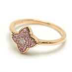 K18PG フラワーモチーフリング 11号 ダイヤモンド 0.03ct ピンクサファイヤ 0.16ct 18金 ピンクゴールド 花 サファイア 12453