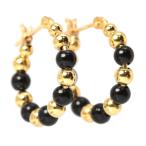 Yahoo! Yahoo!ショッピング(ヤフー ショッピング)【特別価格】K18 リングピアス オニキス 直径約1.7cm 約1.5g 17407