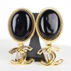 CHANEL シャネル ココマーク ピアス B20K 黒 ゴールド色 22742