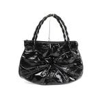 【美品】フェラガモ■ガンチーニ・ショルダーバッグ 黒 エナメル 91187