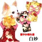 ショッピング年賀状 犬 服 犬の服 秋服 冬服用 艶やか晴れ着 白妙(しろたえ)《名入れ可能》《コサージュ別売》 和柄 正月 年賀状 初詣 花柄 日本製