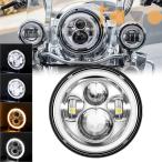 【並行輸入品】ROYAL バイク ヘッドライト ヘッド 7インチ モトライト LEDライト HALO DRLランプ カスタムパーツ パーツ アクセサリー