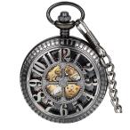 JewelryWe 懐中時計 アリス アンティーク風 手巻き式 ネックレス 時計,ペンダント ウォッチ ポケットウォッチ,機械式 クロス ロ