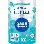 ショッピングトイレットペーパー シングル 大王製紙　エリエール　ｉ：ｎａ（イーナ）トイレットティシュー　シングル　芯あり　１００ｍ　無香料　１セット（７２ロール：１２ロール×６パック）