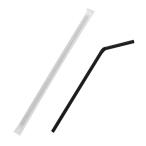 ショッピングストロー フレキシブルストロー　６ｍｍ×２１ｃｍ　単袋　黒　＃００４７１２８６４　１セット（６０００本：２００本×３０パック）（お取寄せ品)