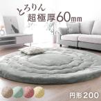 ラグ カーペット ラグマット 200 円形 おしゃれ 超極厚60mm とろりんラグ 厚手 ホットカーペット対応 床暖房対応 高反発ラグ 滑り止め 防音 抗菌 防臭 北欧
