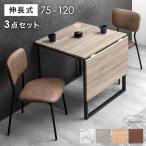 ダイニングテーブルセット 2人 3点セット ダイニングセット 2人用 北欧 120 バタフライテーブル 伸長 正方形 ダイニングテーブル おしゃれ