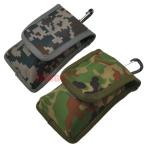自衛隊迷彩 スマホポーチ カラビナ付き (陸上自衛隊迷彩 航空自衛隊 デジタル迷彩 迷彩柄 スマホケース スマートフォンケース ガラケー アイコス タバコ）