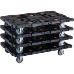 ショッピングTRUSCO TRUSCO まとめ買い 連結式樹脂製平台車 ビートル 900X600 自在5輪 内2輪ストッパー付 4台セット (BT900J5S2E100M4) (235-8979)