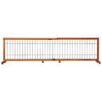 伸縮ペットゲート/ペットゲージ 〔ワイド ブラウン〕 幅106?196cm 天然木 〔犬用品 猫用品 ペット用品〕