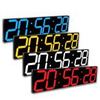 大型デジタル時計 壁掛け置き両用、3d Led 時計 おしゃれ、温度計 ?カレンダー表示付き、led デジタル壁掛け時計 光る、12時間/ 24時間モードスイッチ、明るさ調