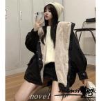 裏ボア レディース ブルゾン ジャンバー フード付き アウター 冬服 コート 防寒