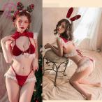 サンタコス クリスマス レディース コスプレ セット ブラ パンツ 花レース セクシー エロ キャバガール サンタクロース クリスマスコスチューム 仮装 パーティー